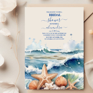 Elegant Beach Blue Ocean Bridal Shower Invitation