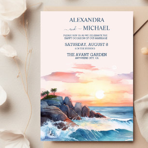 Elegant Beach Blue Ocean Wedding Invitation