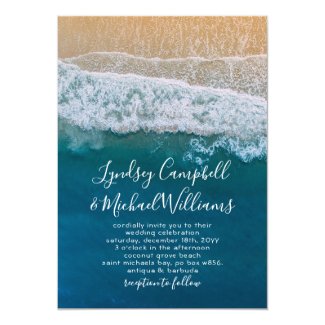 Elegant Beach Blue Ocean Wedding Invitation
