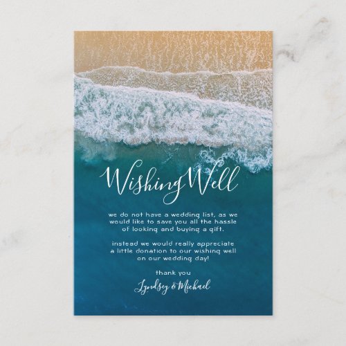 Elegant Beach Blue Ocean Wedding Wishing Well Enclosure Card
