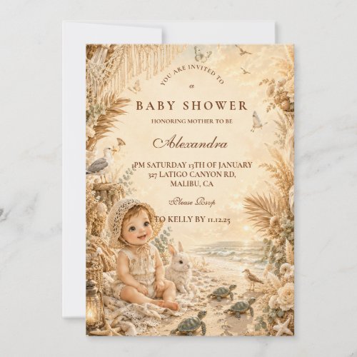 Elegant Beach Boho Baby Shower Invitation