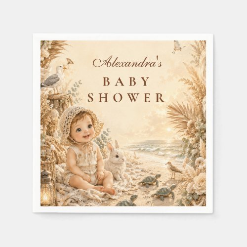 Elegant Beach Boho Baby Shower Napkins