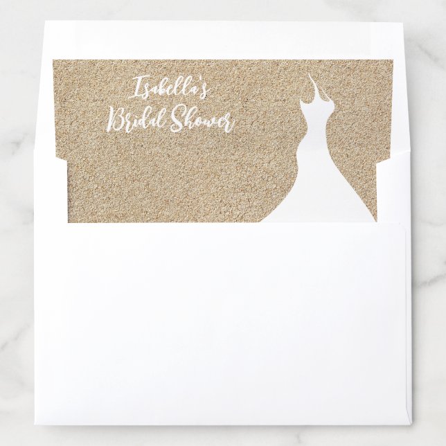 Elegant Beach Bridal Shower Envelope Liner white (In Envelope)