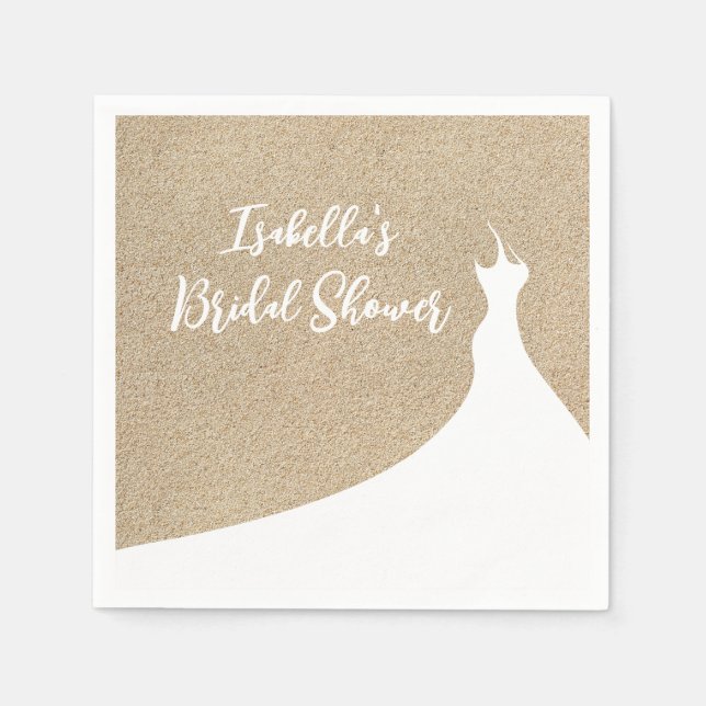 Elegant Beach Bridal Shower Napkin white (Front)