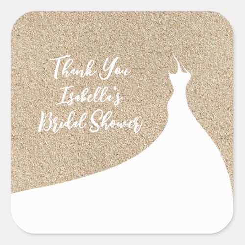 Elegant Beach Bridal Shower Sticker white
