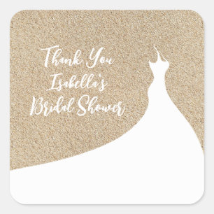 Elegant Beach Bridal Shower Sticker white