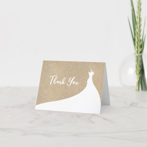 Elegant Beach Bridal Shower Thank You Card white