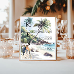 Elegant Beach Classic Wedding Bar Menu Poster
