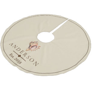 Elegant Beach Conch Seashell   Personalized Brushed Polyester Tree Skirt