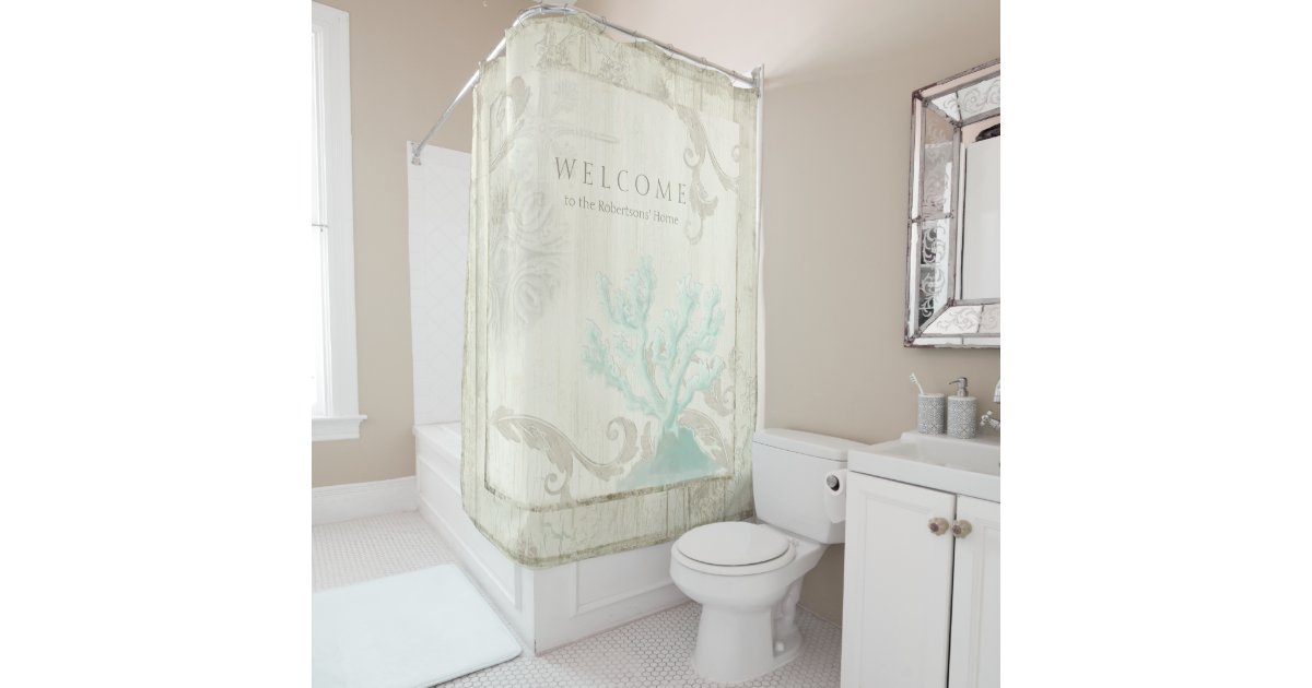 Elegant Beach Cottage Seass Aqua Blue C Shower Curtain Elegant Beach Cottage Seass Aqua Blue C Shower Curtain Zazzle Com