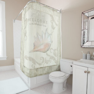 Elegant Beach Cottage Seashells Conch Shell Decor Shower Curtain