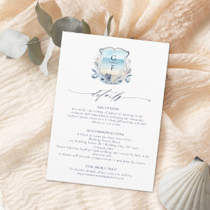 Elegant Beach Crest Monogram Wedding Details Enclosure Card