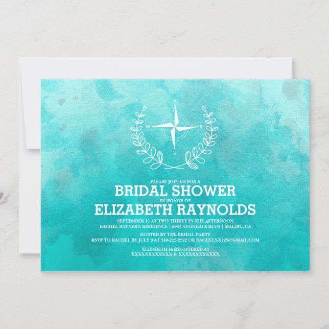 Elegant Beach Destination Bridal Shower Invitation (Front)