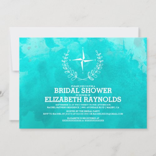 Elegant Beach Destination Bridal Shower Invitation