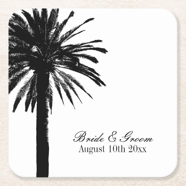 Elegant beach destination wedding party coasters (Front)