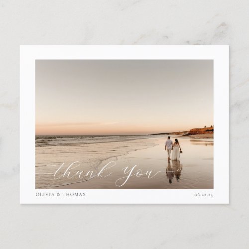 Elegant Beach Destination Wedding Photo Thank You Postcard