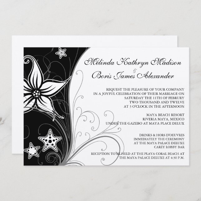 Elegant Beach Destination Wedding Theme Invites (Front/Back)