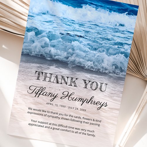 Elegant Beach Funeral Thank You Card