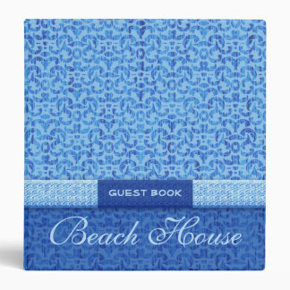 Elegant Beach House Guest Book Blue Damask Binder