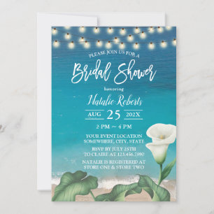 Elegant Beach Lily Flower Botanical Bridal Shower Invitation