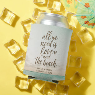 Elegant Beach Love & the Beach Wedding Favor Can Cooler