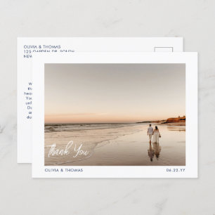 Elegant Beach Modern Class Wedding Photo Thank You Postcard