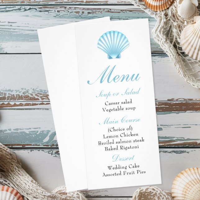 Elegant Beach Nautical Seashell Wedding Menu (Creator Uploaded)
