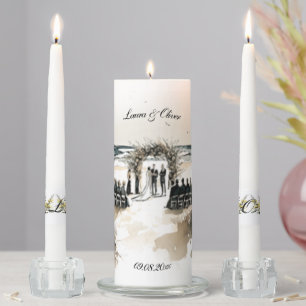 Elegant Beach Ocean Wedding Unity Candle Set