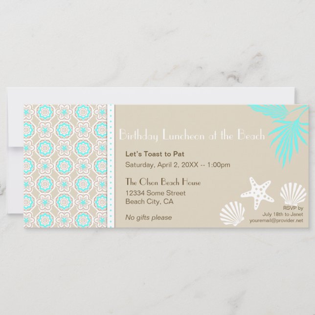 Elegant Beach Pattern Party Invitation 2 (Front)