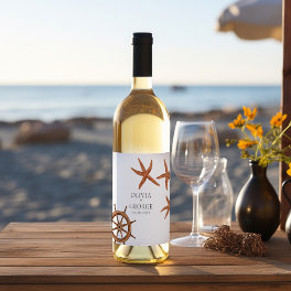 Elegant beach personalized wine label