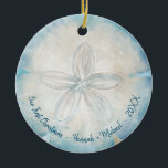 Elegant Beach Photo Watercolor Sand Dollar Ceramic Ornament<br><div class="desc">Create your own custom watercolor elegant sand dollar ornaments that you can insert your own photo into! If you were just married and are celebrating your first Christmas as Mr and Mrs together, or had a tropical summer vacation with the family, these beach ornaments can make a special keepsake. Is...</div>