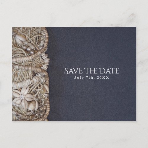 Elegant Beach Puka Shells Wedding Save the Date Announcement Postcard