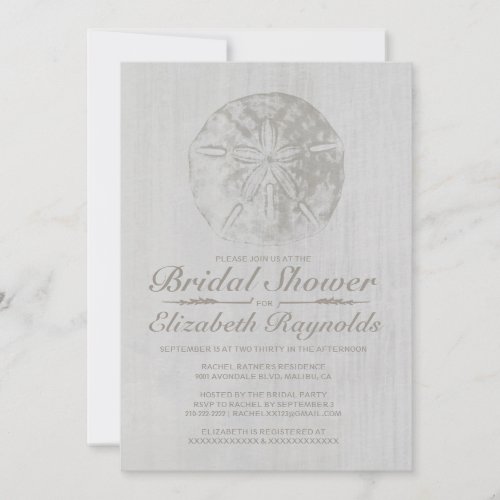 Elegant Beach Sand Dollar Bridal Shower Invitation