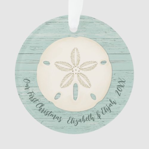 Elegant Beach Sand Dollar Photo First Christmas Ce Ornament