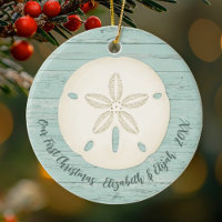 Elegant Beach Sand Dollar Photo First Christmas