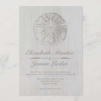 Elegant Beach Sand Dollar Wedding Invitations by topinvitations at Zazzle