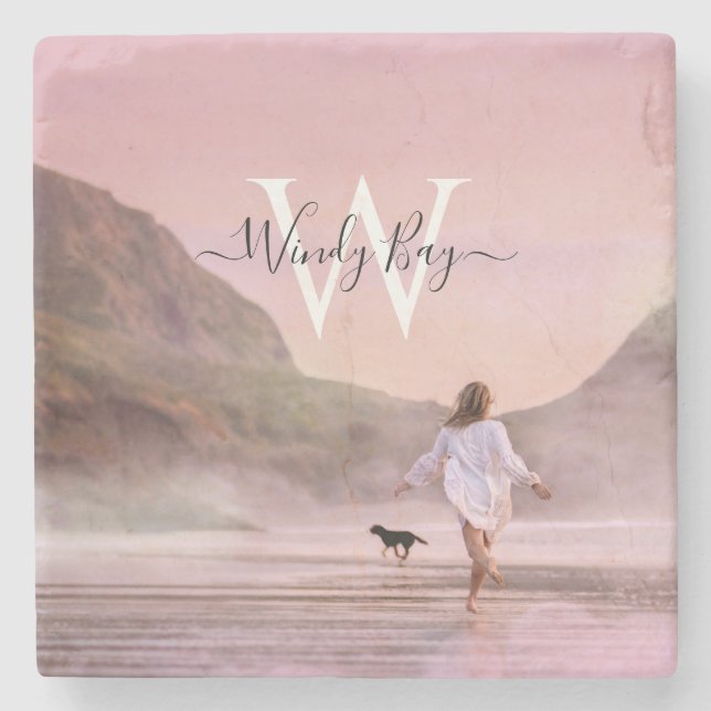 Elegant Beach Scene Photography Stone Coaster (Front)