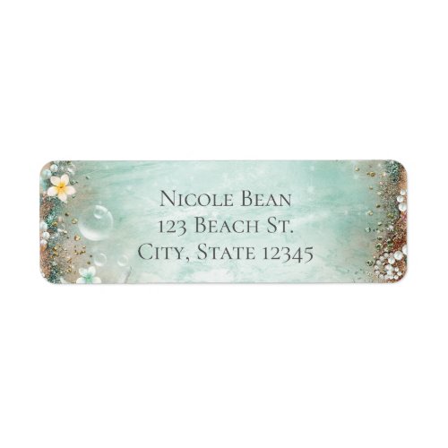 Elegant Beach Sea Starfish & Pearls Bridal Shower Label