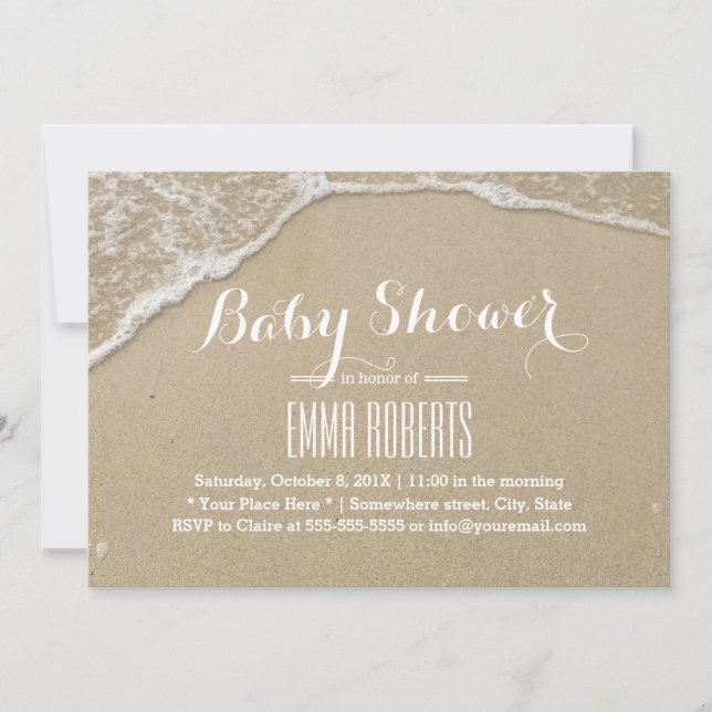 Elegant Beach & Sea Water Baby Shower Invitation (Front)