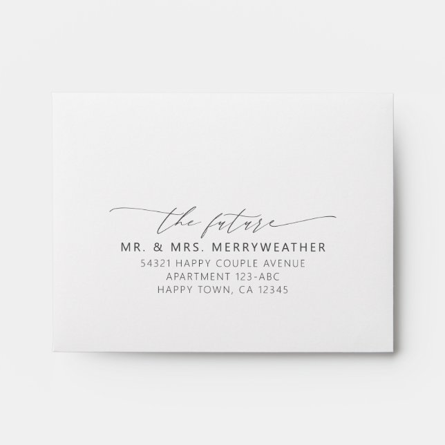 Elegant Beach Seashell Modern Script Wedding RSVP Envelope (Front)