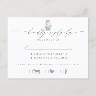 Elegant Beach Seashell Script Wedding RSVP Invitation Postcard
