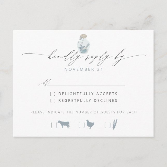 Elegant Beach Seashell Script Wedding RSVP Invitation Postcard (Front)
