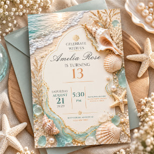 Elegant Beach Shell 13th Birthday Invitation
