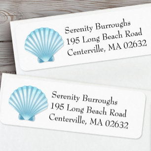 Elegant Beach Shell Blue Nautical Wedding Label
