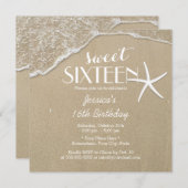 Elegant Beach & Starfish Sweet Sixteen Invitation (Front/Back)