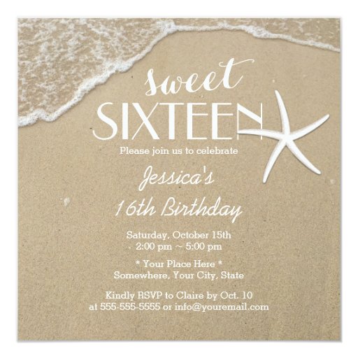 Beach Sweet 16 Invitations 1