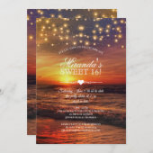 Elegant Beach String Lights Summer Sweet Sixteen Invitation (Front/Back)