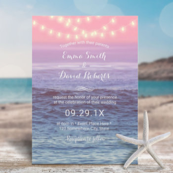 Elegant Beach String Lights Tropical Wedding Invitation by myinvitation at Zazzle