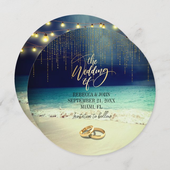 Elegant Beach Summer Wedding  Invitation (Front/Back)