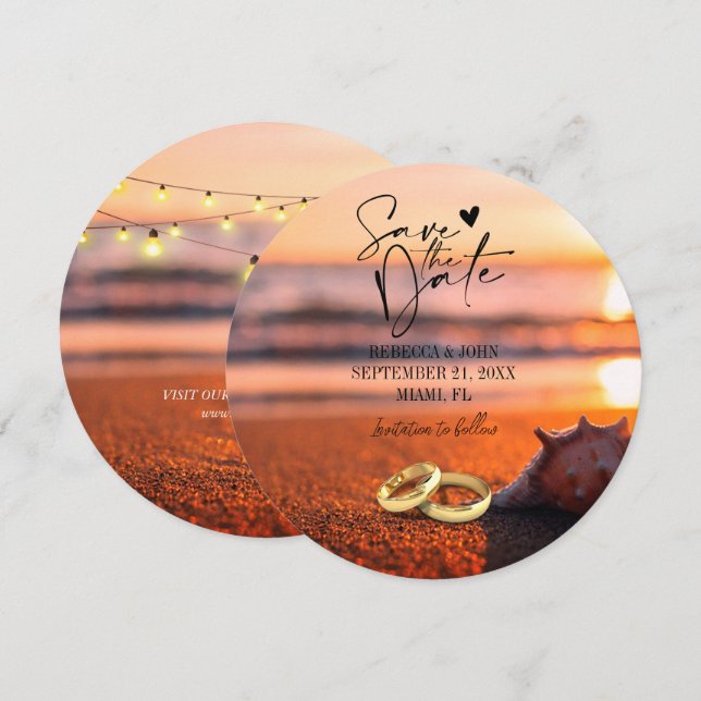 Elegant Beach Summer Wedding Save the Date Card (Front/Back)